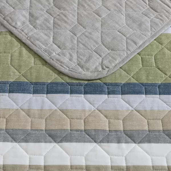 Eddie Bauer  Queen Quilt Set Cotton Reversible Bedding with Matching Shams Lightweight Home Decor for All Seasons Salmon Ladder Multi QueenSalmon Ladder KhakiGreyNavyGreen