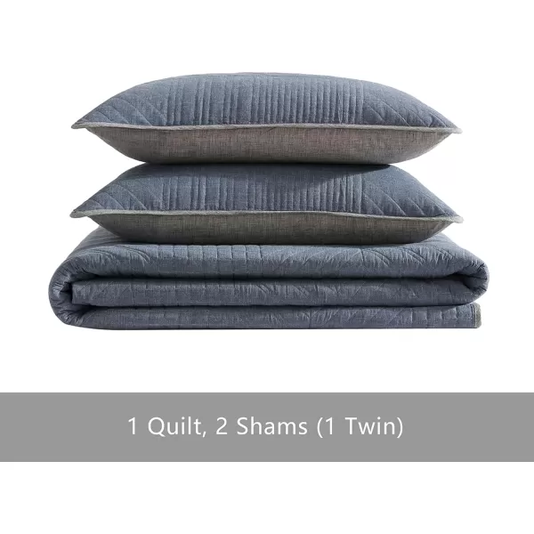 Eddie Bauer  Queen Quilt Set Reversible Bedding with Matching Shams Lightweight Home Decor for All Seasons Hidden Lake Blue QueenBlue