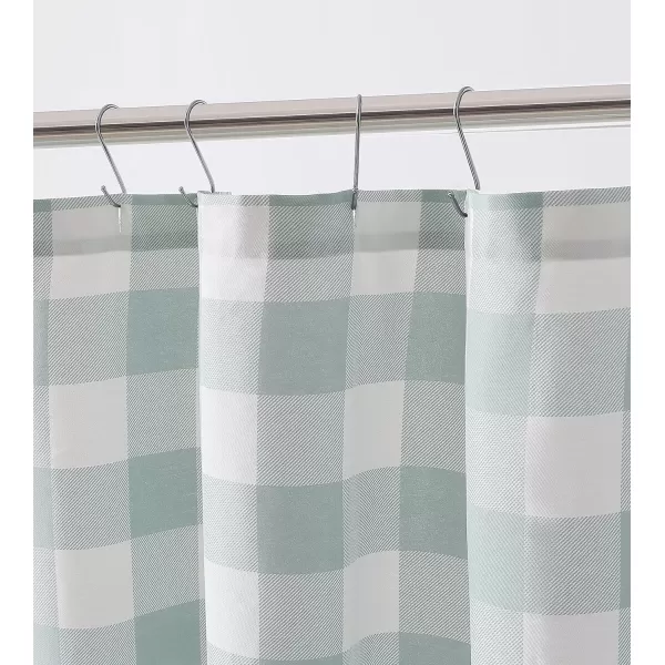 Eddie Bauer  Shower Curtain Lightweight Cotton Bathroom Decor Buttonhole Top Cabin Plaid Green 72 x 72Cabin Plaid Green 72 x 72