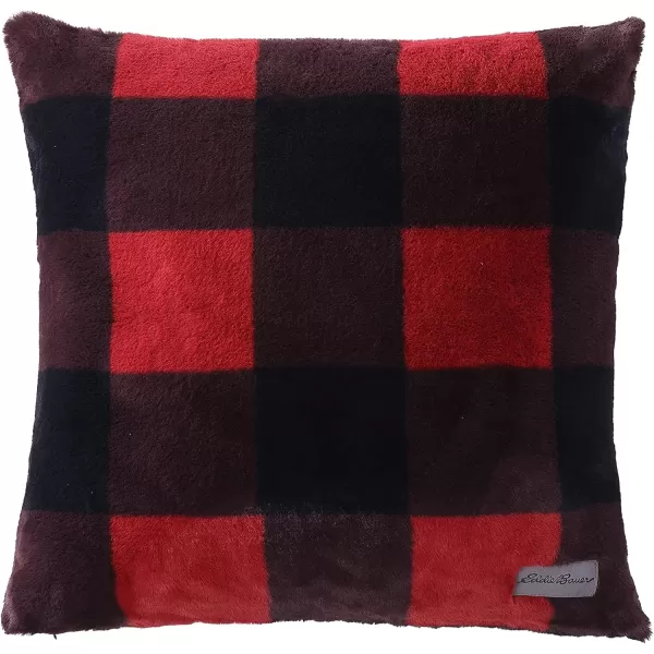 Eddie Bauer  Throw Blanket Faux Fur Reversible Bedding Buffalo Plaid Home Decor for All Seasons RedBlack 50 x 60Throw amp Pillow Cover Set RedBlack