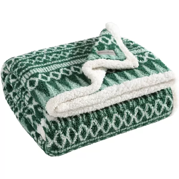 Eddie Bauer  Throw Blanket Reversible Sherpa Bedding Warm amp Lightweight Home Decor for Colder Months Alpine Fair Isle ThrowAlpine Fair Isle Green Throw