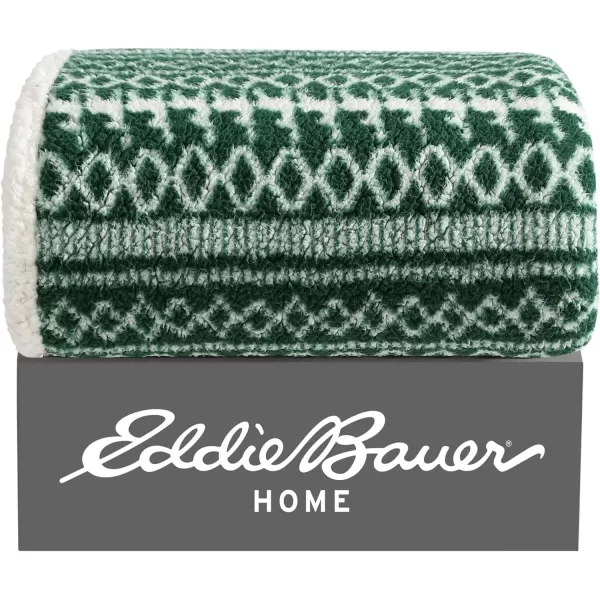 Eddie Bauer  Throw Blanket Reversible Sherpa Bedding Warm amp Lightweight Home Decor for Colder Months Alpine Fair Isle ThrowAlpine Fair Isle Green Throw