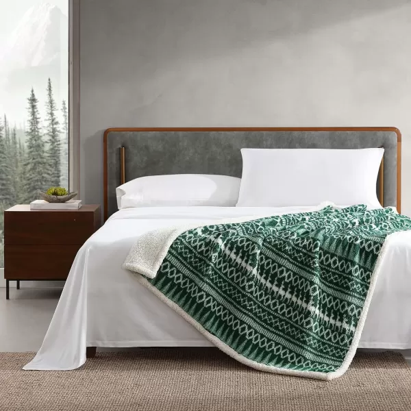 Eddie Bauer  Throw Blanket Reversible Sherpa Bedding Warm amp Lightweight Home Decor for Colder Months Alpine Fair Isle ThrowAlpine Fair Isle Green Throw