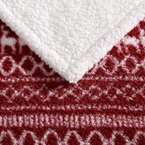 Eddie Bauer  Throw Blanket Reversible Sherpa Bedding Warm amp Lightweight Home Decor for Colder Months Alpine Fair Isle ThrowAlpine Fair Isle RedWhite Throw