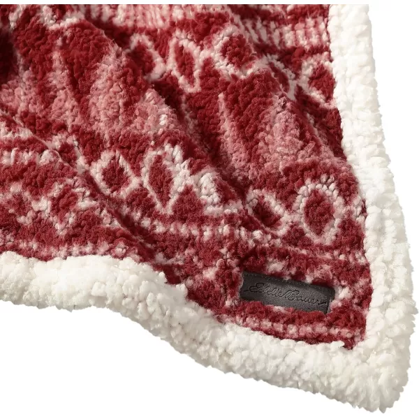 Eddie Bauer  Throw Blanket Reversible Sherpa Bedding Warm amp Lightweight Home Decor for Colder Months Alpine Fair Isle ThrowAlpine Fair Isle RedWhite Throw