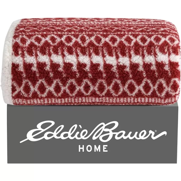 Eddie Bauer  Throw Blanket Reversible Sherpa Bedding Warm amp Lightweight Home Decor for Colder Months Alpine Fair Isle ThrowAlpine Fair Isle RedWhite Throw