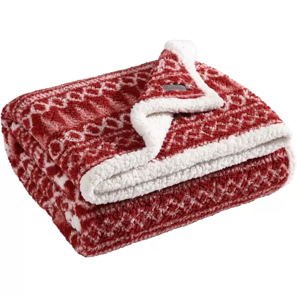 Eddie Bauer  Throw Blanket Reversible Sherpa Bedding Warm amp Lightweight Home Decor for Colder Months Alpine Fair Isle ThrowAlpine Fair Isle RedWhite Throw