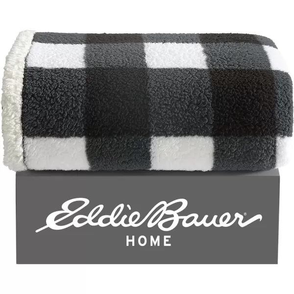 Eddie Bauer  Throw Blanket Reversible Sherpa Bedding Warm amp Lightweight Home Decor for Colder Months Alpine Fair Isle ThrowBlack Check Throw