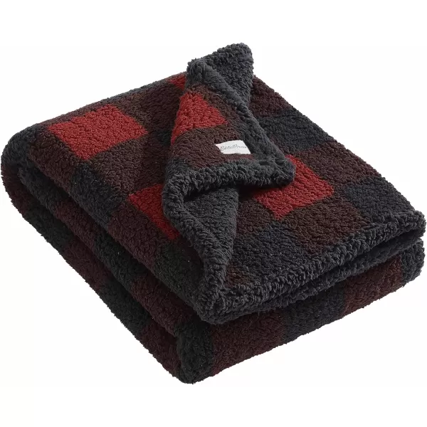 Eddie Bauer  Throw Blanket Reversible Sherpa Bedding Warm amp Lightweight Home Decor for Colder Months Alpine Fair Isle ThrowRedBlack Throw