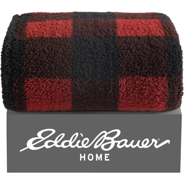 Eddie Bauer  Throw Blanket Reversible Sherpa Bedding Warm amp Lightweight Home Decor for Colder Months Alpine Fair Isle ThrowRedBlack Throw