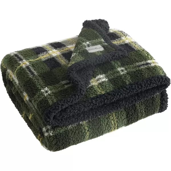 Eddie Bauer  Throw Blanket Reversible Sherpa Bedding Warm amp Lightweight Home Decor for Colder Months Alpine Fair Isle ThrowTrailhead Plaid Green Throw