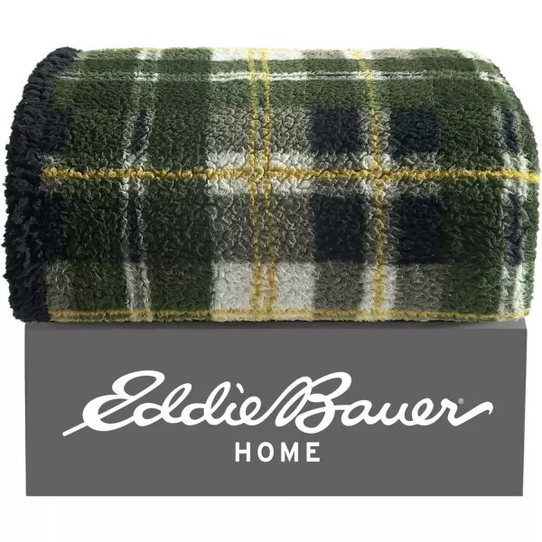 Eddie Bauer  Throw Blanket Reversible Sherpa Bedding Warm amp Lightweight Home Decor for Colder Months Alpine Fair Isle ThrowTrailhead Plaid Green Throw