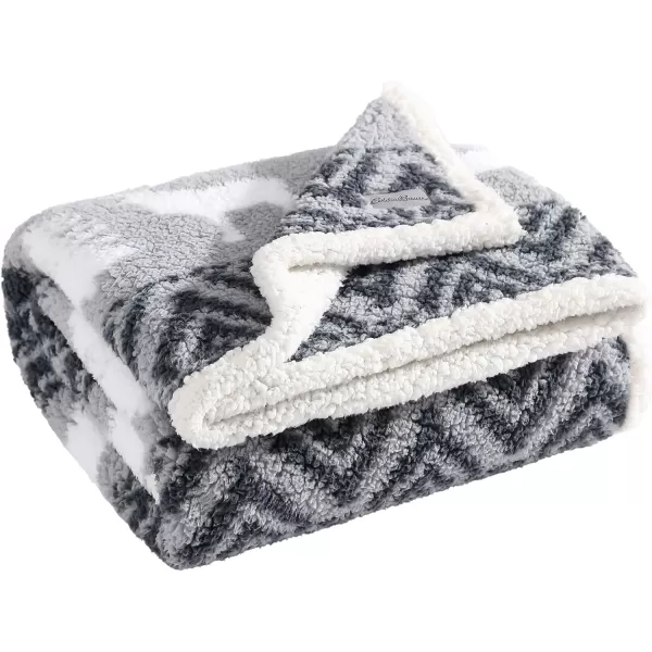 Eddie Bauer  Throw Blanket Reversible Sherpa Bedding Warm amp Lightweight Home Decor for Colder Months Alpine Fair Isle ThrowWoodland Fair Isle GreyWhite Throw