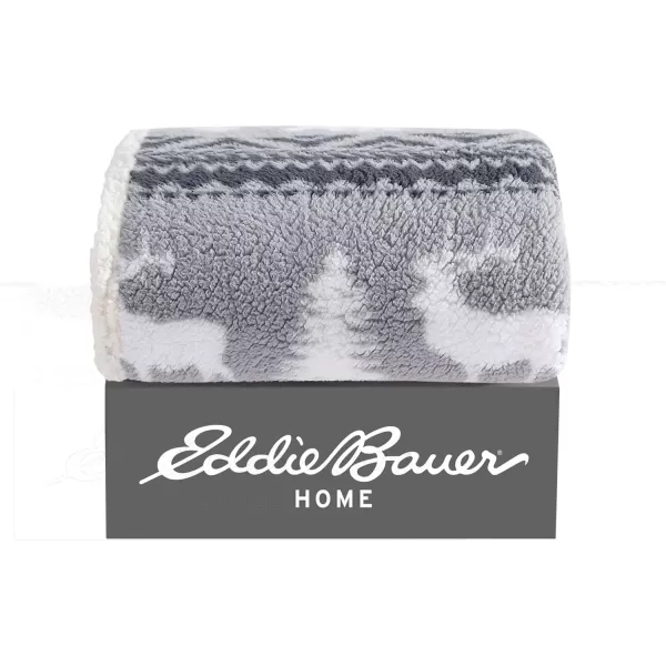 Eddie Bauer  Throw Blanket Reversible Sherpa Bedding Warm amp Lightweight Home Decor for Colder Months Alpine Fair Isle ThrowWoodland Fair Isle GreyWhite Throw