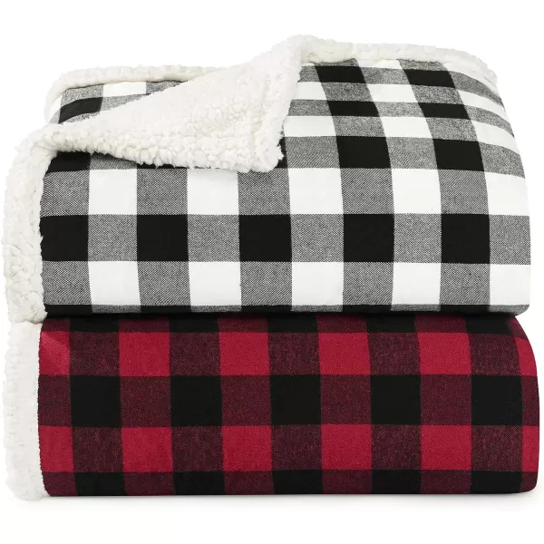 Eddie Bauer  Throw Blanket Reversible Sherpa Fleece Bedding Buffalo Plaid Home Decor for All Seasons Black Check ThrowThrow Black Check