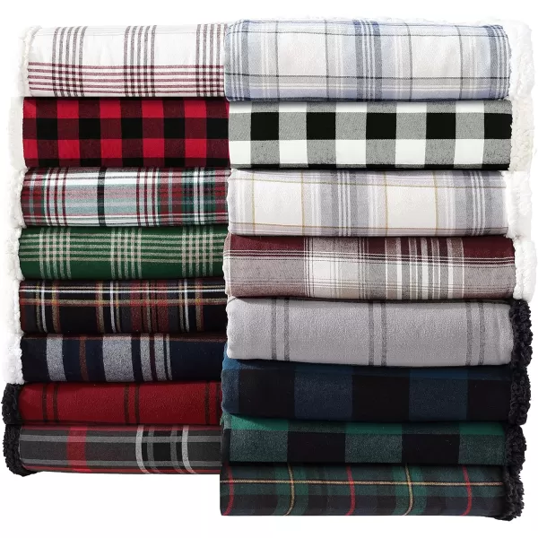 Eddie Bauer  Throw Blanket Reversible Sherpa Fleece Bedding Buffalo Plaid Home Decor for All Seasons Black Check ThrowThrow Black Check