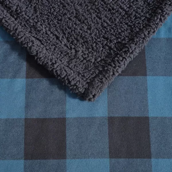 Eddie Bauer  Throw Blanket Reversible Sherpa Fleece Bedding Buffalo Plaid Home Decor for All Seasons Black Check ThrowThrow Midnight BlueBlack