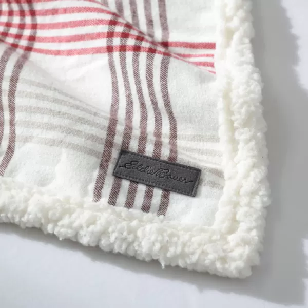 Eddie Bauer  Throw Blanket Reversible Sherpa Fleece Bedding Home Decor for All Seasons Bunkhouse Plaid Beige ThrowNew Castle RedGreyIvory