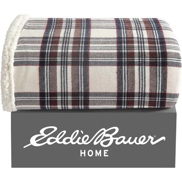 Eddie Bauer  Throw Blanket Reversible Sherpa Fleece Bedding Home Decor for All Seasons Edgewood Khaki ThrowEdgewood Khaki