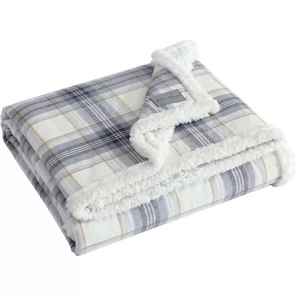 Eddie Bauer  Throw Blanket Reversible Sherpa Fleece Bedding Home Decor for All Seasons Edgewood Khaki ThrowEdgewood Plaid Grey