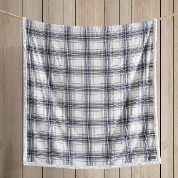 Eddie Bauer  Throw Blanket Reversible Sherpa Fleece Bedding Home Decor for All Seasons Edgewood Khaki ThrowEdgewood Plaid Grey