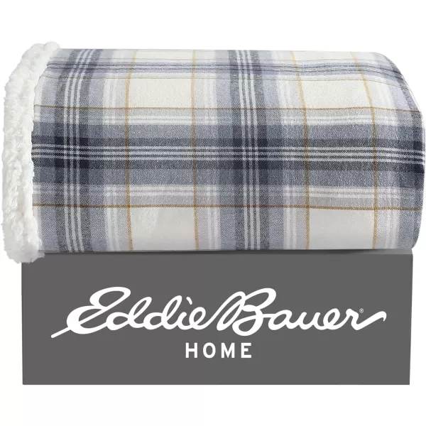 Eddie Bauer  Throw Blanket Reversible Sherpa Fleece Bedding Home Decor for All Seasons Edgewood Khaki ThrowEdgewood Plaid Grey