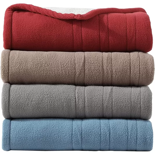 Eddie Bauer  Throw Blanket Soft  Plush Heated Blanket Cozy Fleece Bedding with Sherpa Reverse 5 Heat Setting FlagAsh