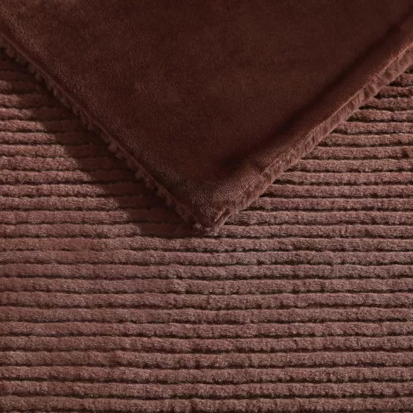 Eddie Bauer  Throw Blanket Soft Plush Bedding with Micromink Reverse Cozy Home Decor for Bed or Couch Textured Solid Red 50 x 60Textured Solid Brown