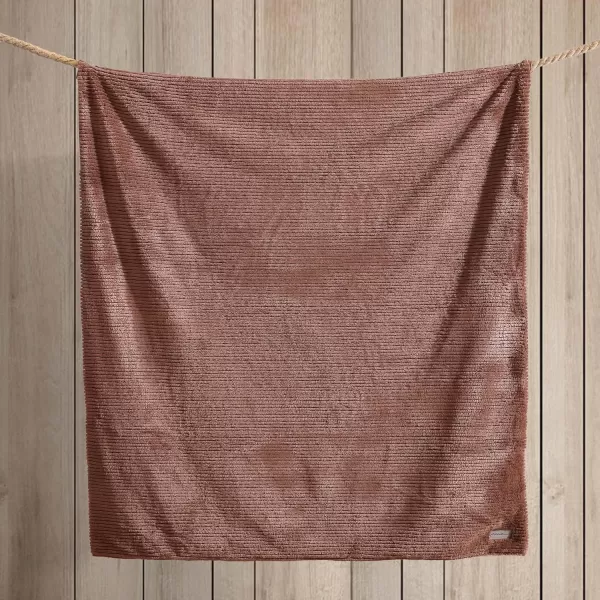 Eddie Bauer  Throw Blanket Soft Plush Bedding with Micromink Reverse Cozy Home Decor for Bed or Couch Textured Solid Red 50 x 60Textured Solid Brown