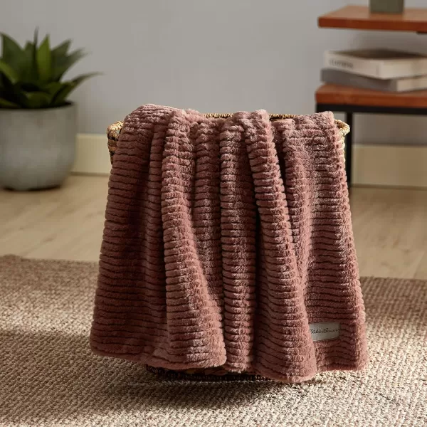 Eddie Bauer  Throw Blanket Soft Plush Bedding with Micromink Reverse Cozy Home Decor for Bed or Couch Textured Solid Red 50 x 60Textured Solid Brown