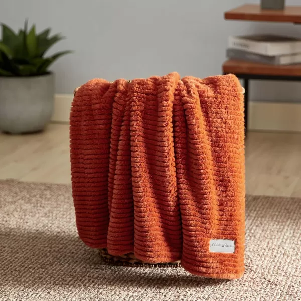 Eddie Bauer  Throw Blanket Soft Plush Bedding with Micromink Reverse Cozy Home Decor for Bed or Couch Textured Solid Red 50 x 60Textured Solid Orange