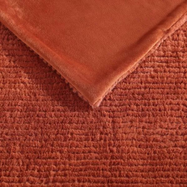 Eddie Bauer  Throw Blanket Soft Plush Bedding with Micromink Reverse Cozy Home Decor for Bed or Couch Textured Solid Red 50 x 60Textured Solid Orange