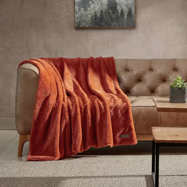 Eddie Bauer  Throw Blanket Soft Plush Bedding with Micromink Reverse Cozy Home Decor for Bed or Couch Textured Solid Red 50 x 60Textured Solid Orange