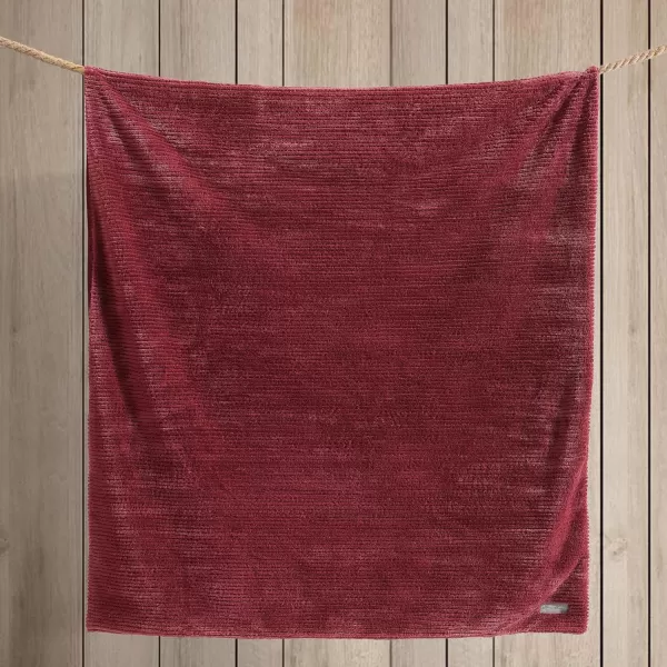 Eddie Bauer  Throw Blanket Soft Plush Bedding with Micromink Reverse Cozy Home Decor for Bed or Couch Textured Solid Red 50 x 60Textured Solid Red