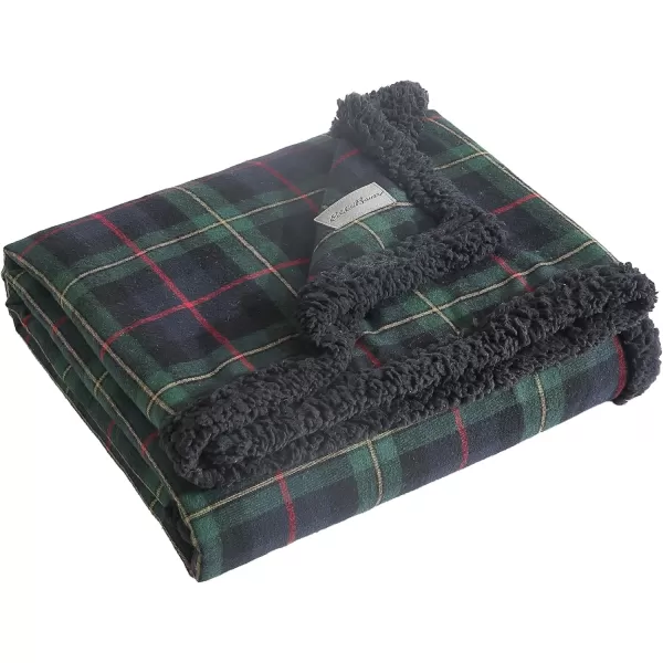 Eddie Bauer  Throw Blanket Super Soft Reversible Cotton Flannel Sherpa Bedding Ideal Christmas ampamp White Elephant Gifts Cozy Plaid Home Decor Montlake Plaid Red ThrowPine Tartan RedGreenCharcoal