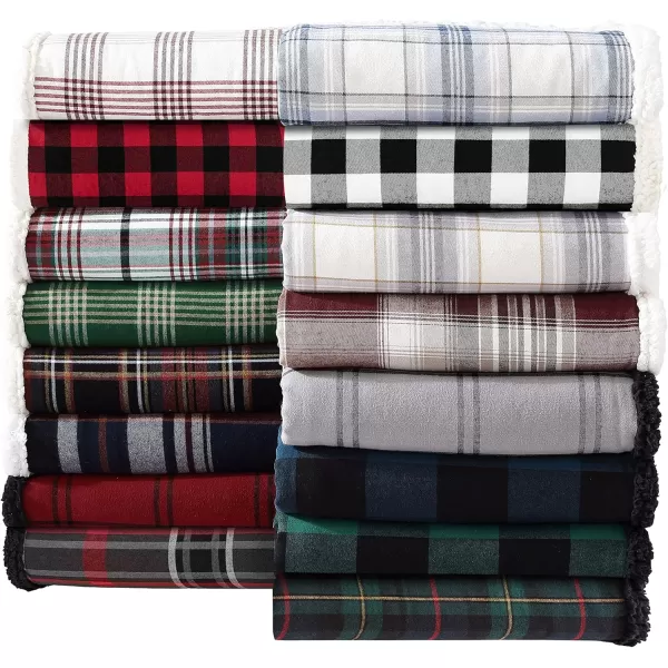 Eddie Bauer  Throw Blanket Super Soft Reversible Cotton Flannel Sherpa Bedding Ideal Christmas ampamp White Elephant Gifts Cozy Plaid Home Decor Montlake Plaid Red ThrowWinslow CharcoalRed