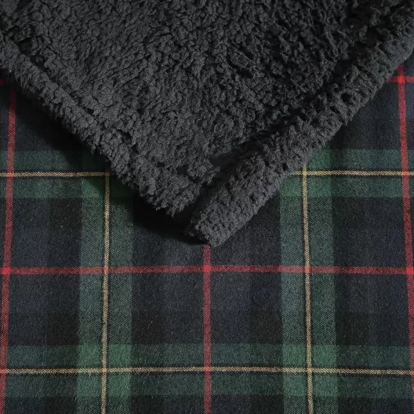 Eddie Bauer  Throw Blanket Super Soft Reversible Cotton Flannel Sherpa Bedding Ideal Christmas ampamp White Elephant Gifts Cozy Plaid Home Decor Montlake Plaid Red ThrowPine Tartan RedGreenCharcoal