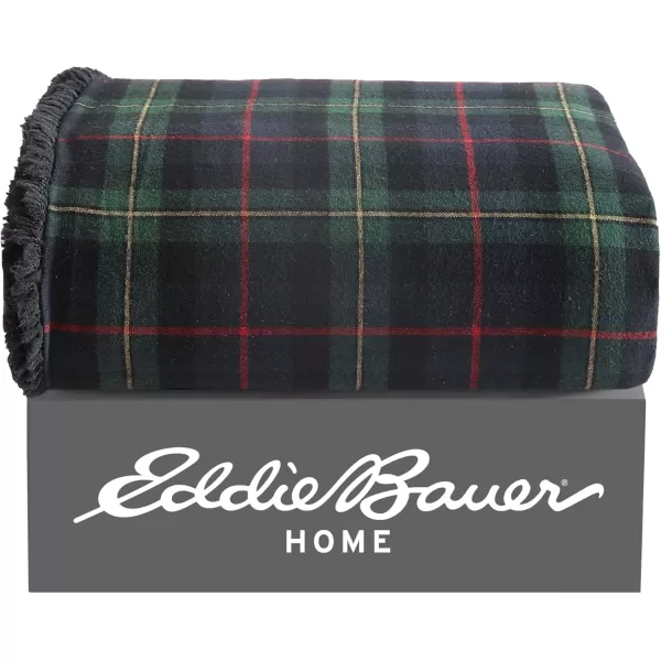 Eddie Bauer  Throw Blanket Super Soft Reversible Cotton Flannel Sherpa Bedding Ideal Christmas ampamp White Elephant Gifts Cozy Plaid Home Decor Montlake Plaid Red ThrowPine Tartan RedGreenCharcoal