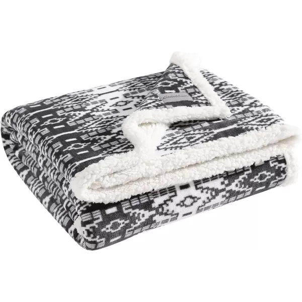 Eddie Bauer  Throw Blanket Super Soft Reversible Sherpa Fleece Bedding Ideal Christmas ampamp White Elephant Gifts Cozy Plaid Home Decor Fair Isle Peak ThrowSan Juan Grey
