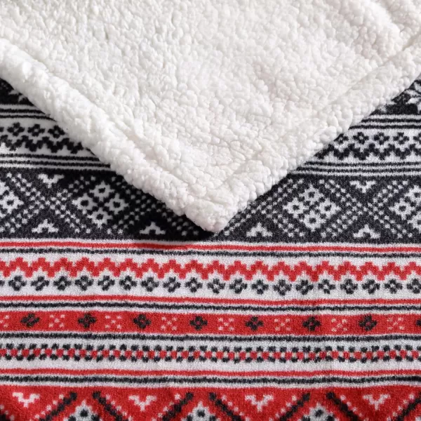 Eddie Bauer  Throw Blanket Super Soft Reversible Sherpa Fleece Bedding Ideal Christmas ampamp White Elephant Gifts Cozy Plaid Home Decor Fair Isle Peak ThrowFair Isle RedBlack