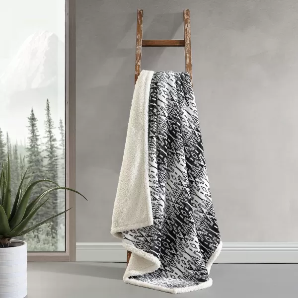 Eddie Bauer  Throw Blanket Super Soft Reversible Sherpa Fleece Bedding Ideal Christmas ampamp White Elephant Gifts Cozy Plaid Home Decor Fair Isle Peak ThrowSan Juan Grey