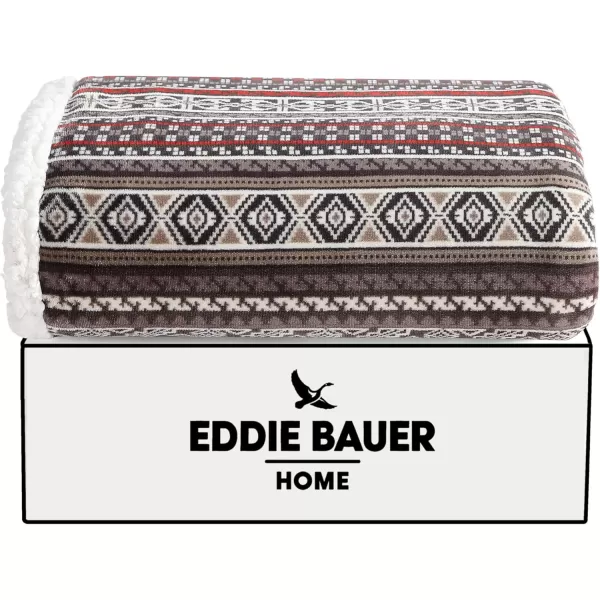 Eddie Bauer  Throw Blanket Super Soft Reversible Sherpa Fleece Bedding Ideal Christmas ampamp White Elephant Gifts Cozy Plaid Home Decor Fair Isle Peak ThrowSycamore RedCharcoalWhite