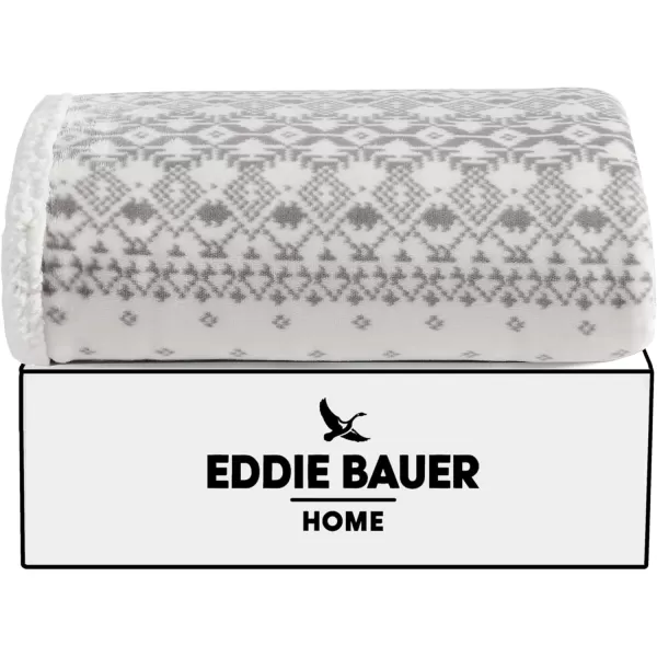 Eddie Bauer  Throw Blanket Super Soft Reversible Sherpa Fleece Bedding Ideal Christmas ampamp White Elephant Gifts Cozy Plaid Home Decor Fair Isle Peak ThrowFair Isle Peak GreyWhite