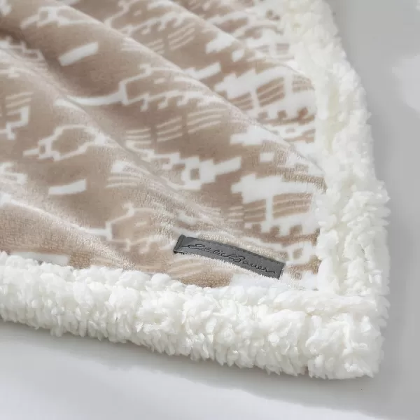 Eddie Bauer  Throw Blanket Super Soft Reversible Sherpa Fleece Bedding Ideal Christmas ampamp White Elephant Gifts Cozy Plaid Home Decor Fair Isle Peak ThrowSan Juan Oyster