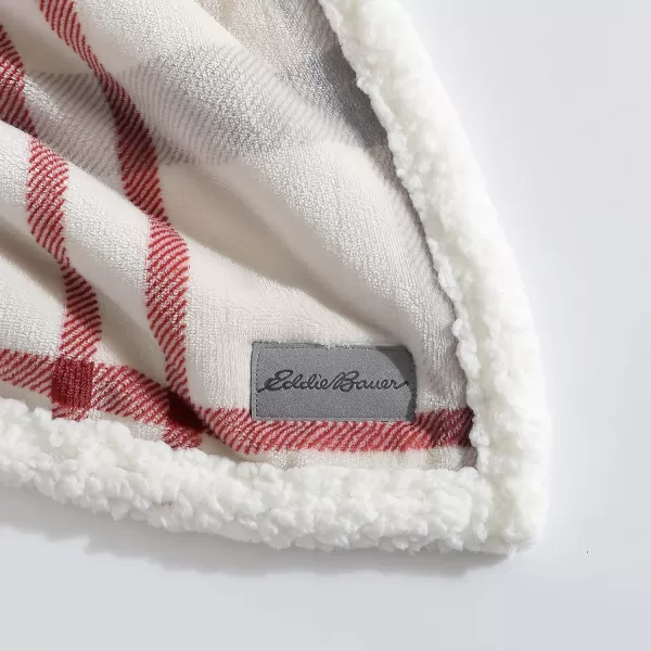 Eddie Bauer  Throw Blanket Super Soft Reversible Sherpa Fleece Bedding Ideal Christmas ampamp White Elephant Gifts Cozy Plaid Home Decor Fair Isle Peak ThrowNew Castle RedGreyIvory