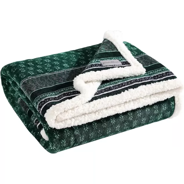 Eddie Bauer  Throw Blanket Super Soft Reversible Sherpa Fleece Bedding Ideal Christmas ampamp White Elephant Gifts Cozy Plaid Home Decor Fair Isle Peak ThrowFair Isle Green