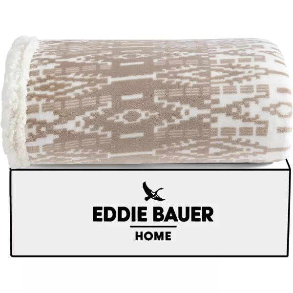 Eddie Bauer  Throw Blanket Super Soft Reversible Sherpa Fleece Bedding Ideal Christmas ampamp White Elephant Gifts Cozy Plaid Home Decor Fair Isle Peak ThrowSan Juan Oyster