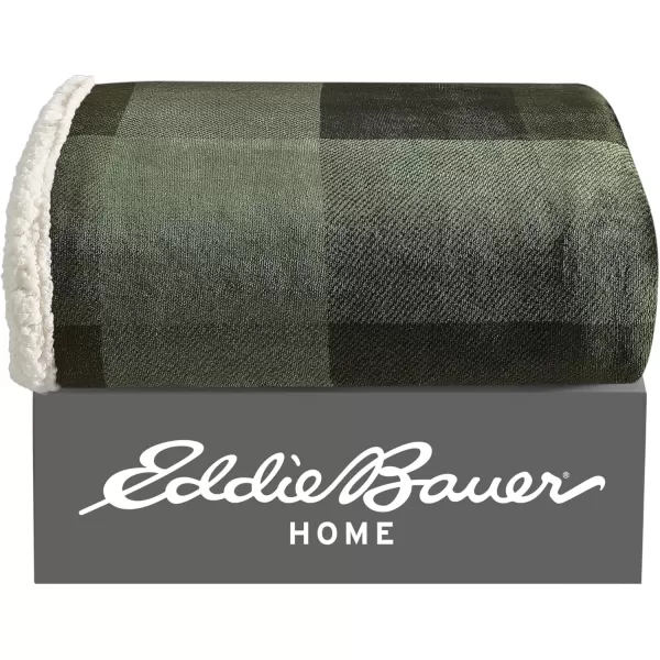 Eddie Bauer  Throw Blanket Super Soft Reversible Sherpa Fleece Bedding Ideal Christmas ampamp White Elephant Gifts Cozy Plaid Home Decor Fair Isle Peak ThrowPine Plaid GreenBlack