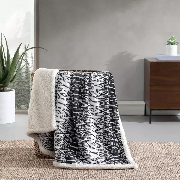 Eddie Bauer  Throw Blanket Super Soft Reversible Sherpa Fleece Bedding Ideal Christmas ampamp White Elephant Gifts Cozy Plaid Home Decor Fair Isle Peak ThrowSan Juan Grey