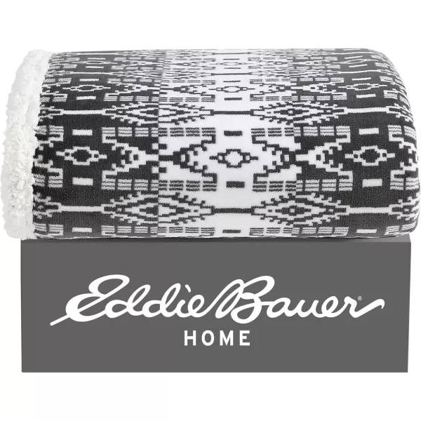 Eddie Bauer  Throw Blanket Super Soft Reversible Sherpa Fleece Bedding Ideal Christmas ampamp White Elephant Gifts Cozy Plaid Home Decor Fair Isle Peak ThrowSan Juan Grey